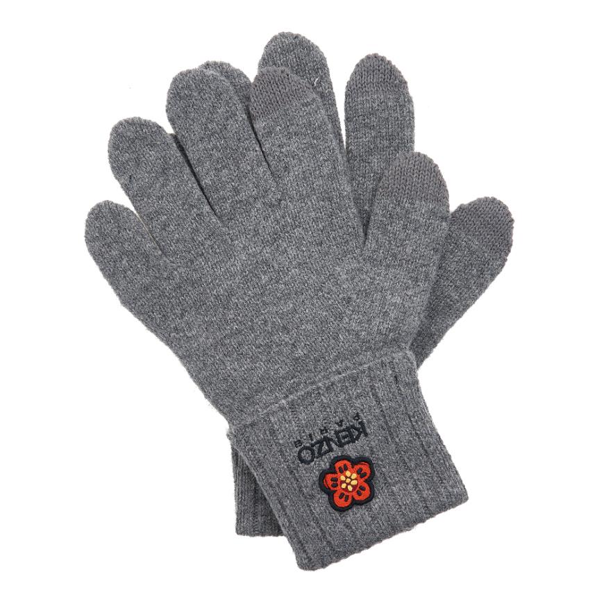 KENZO Boke Flower Wool Knit Gloves Men Gray