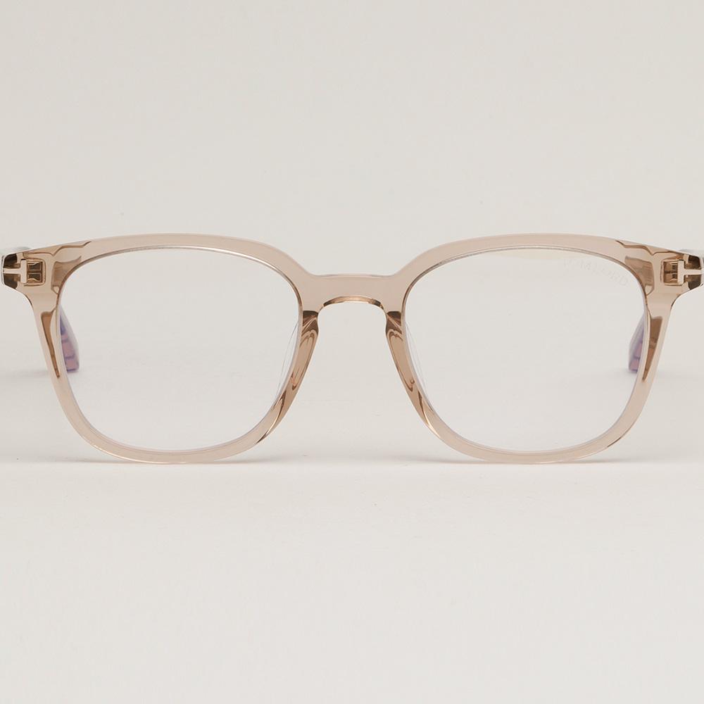 TOM FORD Blue Light Blocking Transparent Brown Square Acetate Eyegl TF5995KB 045