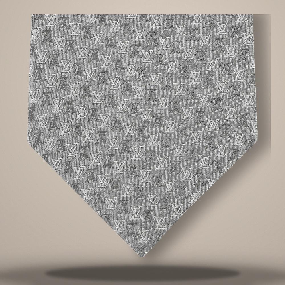 Louis Vuitton Interlocked LV Logo Tie Gray Silk Men's Accessory M98101