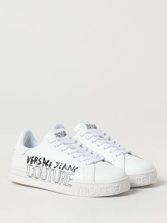 Versace Black Leather Low-Top Sneakers for Men 78YA3SKCZPB03003 WHITE DOM