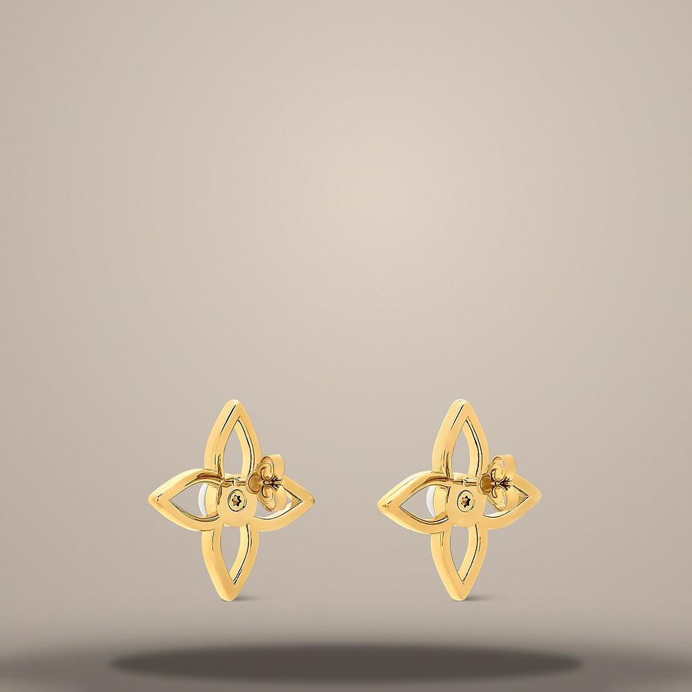 Louis Vuitton Gold-Tone Metal Pearly Flower Stud Earrings M03531