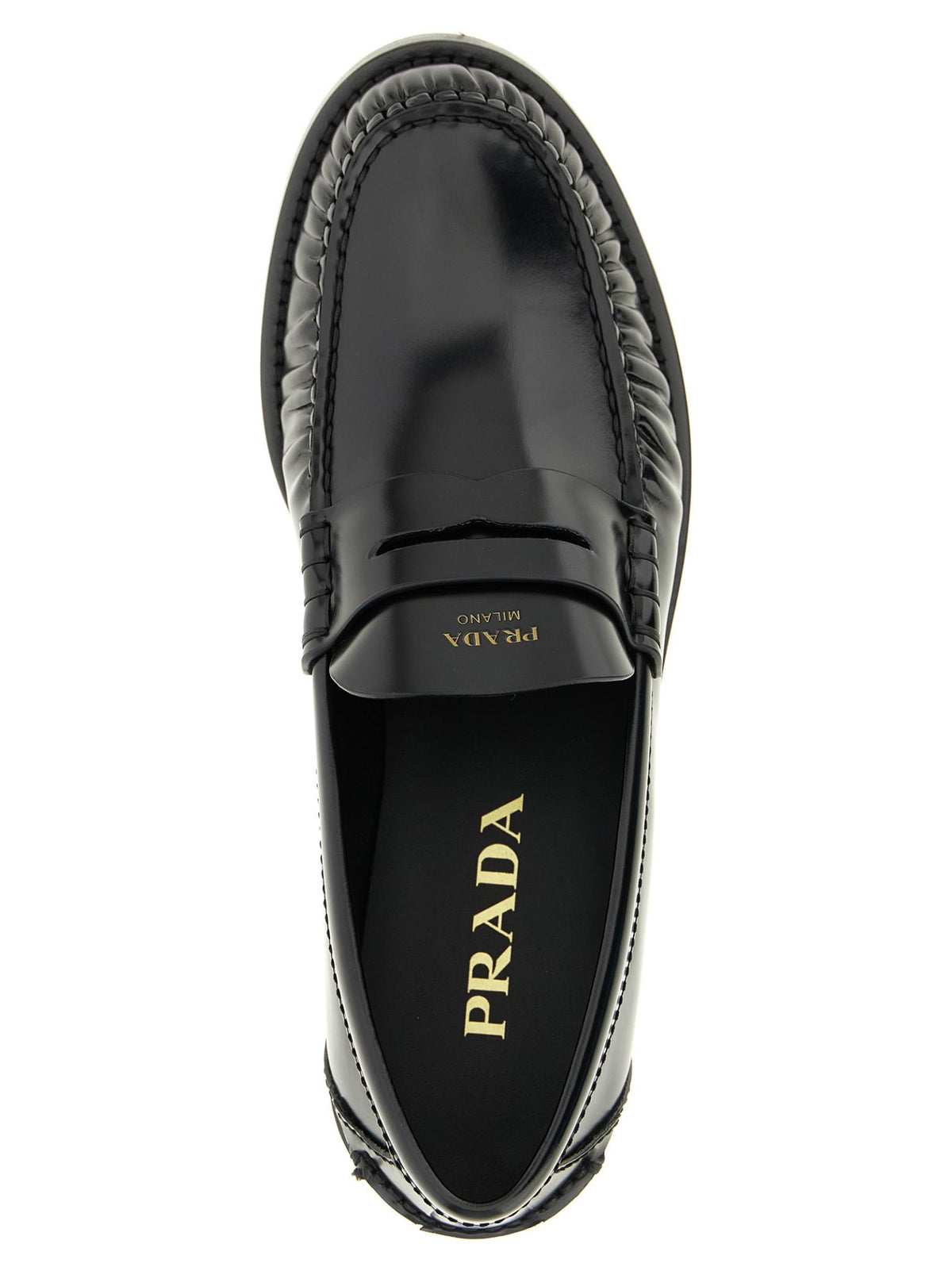 PRADA Black Leather Chunky Platform Loafers