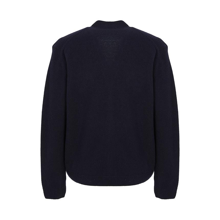 Maison Kitsune Fox Head Logo Men’s Wool Cardigan Navy PM00502 KT1006 0413