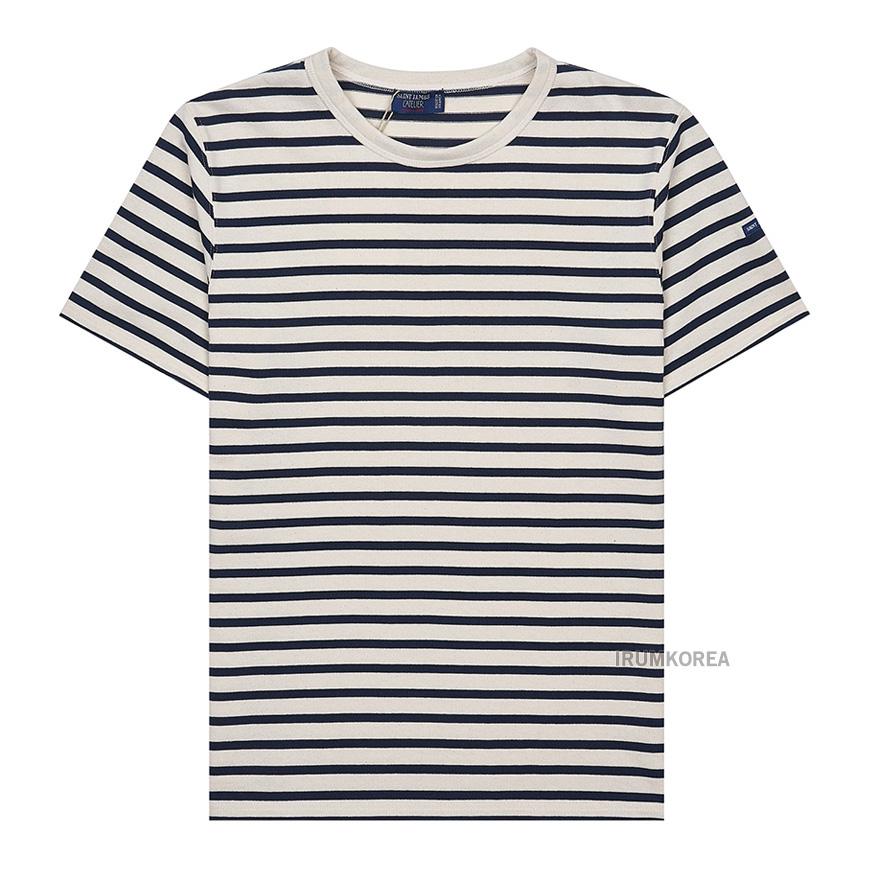 Saint James Unisex Ecru/Navy Striped GUERANDE T-Shirt