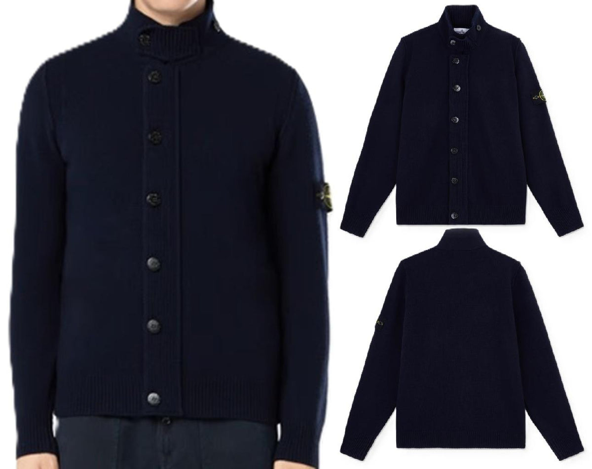 STONE ISLAND Navy Full-Zip Knit Cardigan Jacket Men K2S15 5100047 S00A3 V0020