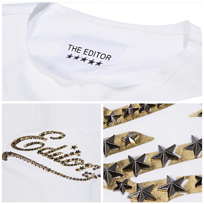 The Editor Gold Stud Logo Sleeveless T-Shirt for Women
