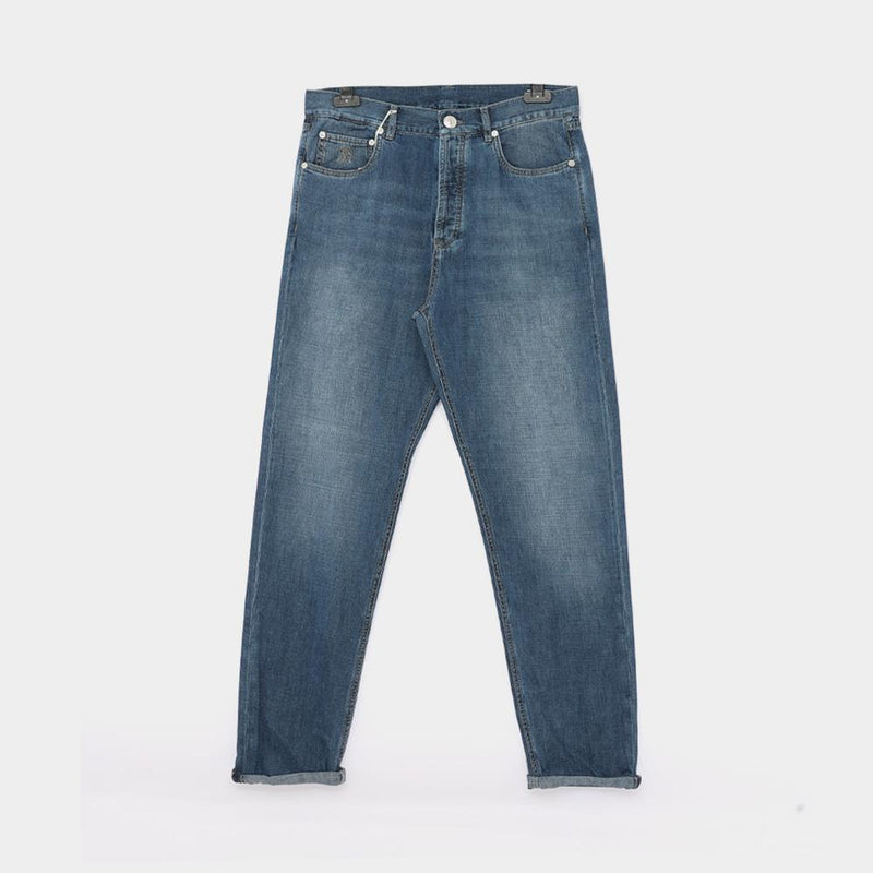 Brunello Cucinelli Straight Leg Denim Jeans with Embroidered Po ME645O1090 C1471