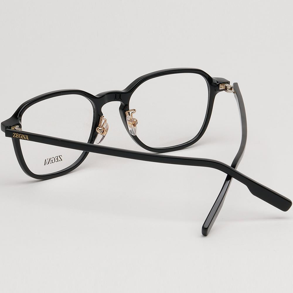 Zegna Lightweight Black Thin Acetate Square Eyeglasses Unisex EZ5255 H 001