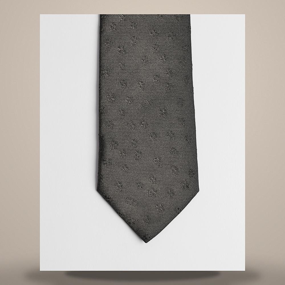 DIOR Clover Motif Black Silk Tie 68C1047B6059 C900