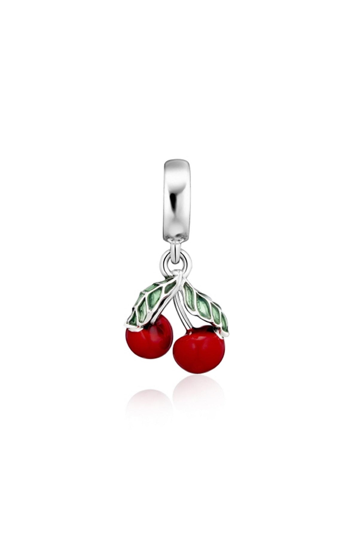 PANDORA Asymmetrical Cherry Fruit Pendant Dangle Silver Charm 791583C01