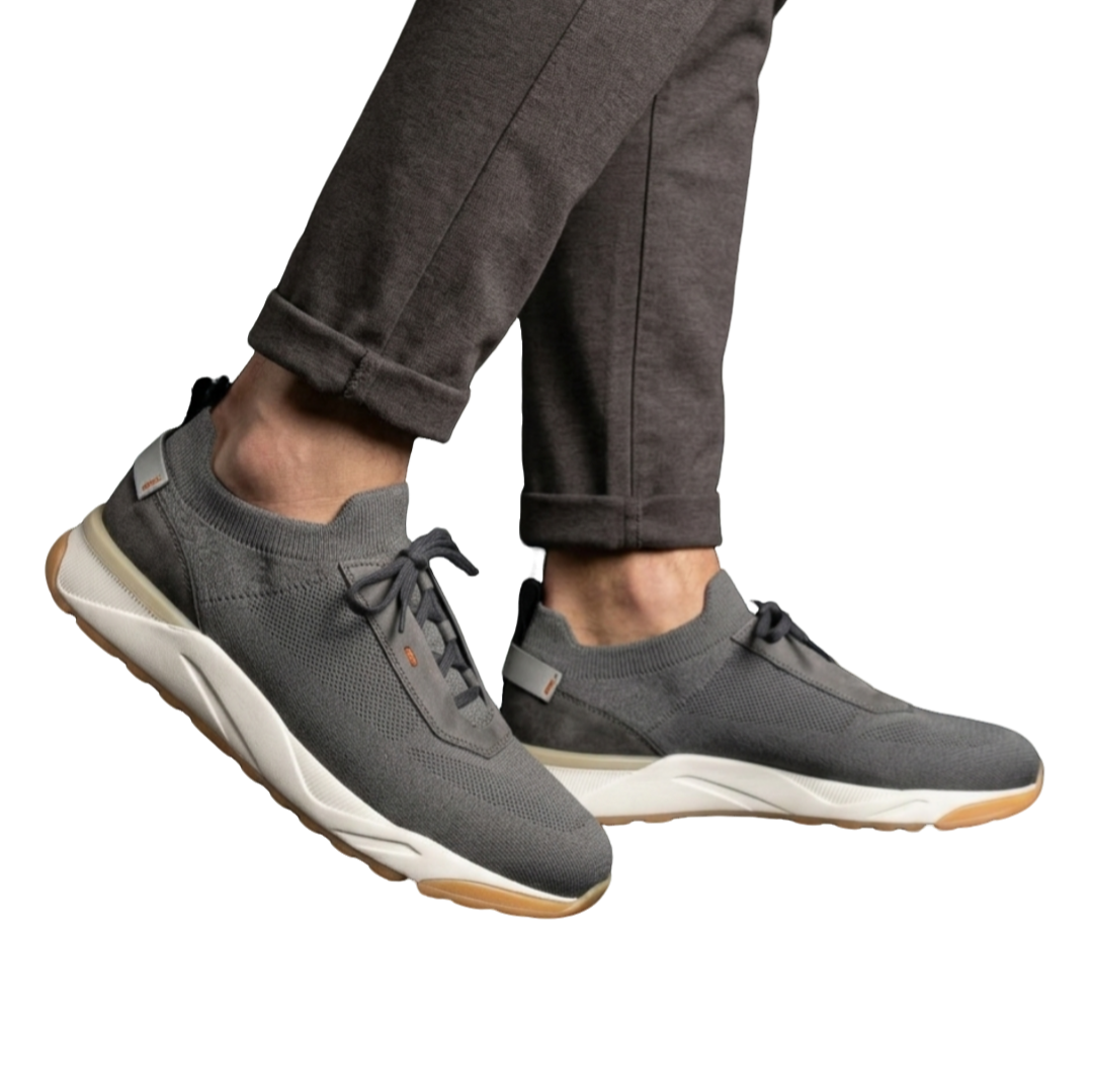 SANTONI Men’s Grey Knit Sneakers MBIO21601