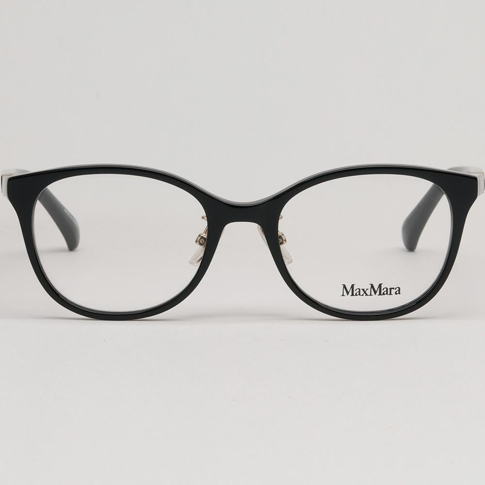 Max Mara Black Acetate Round Eyeglass Frames Unisex Asian Fit MM5126 D 001
