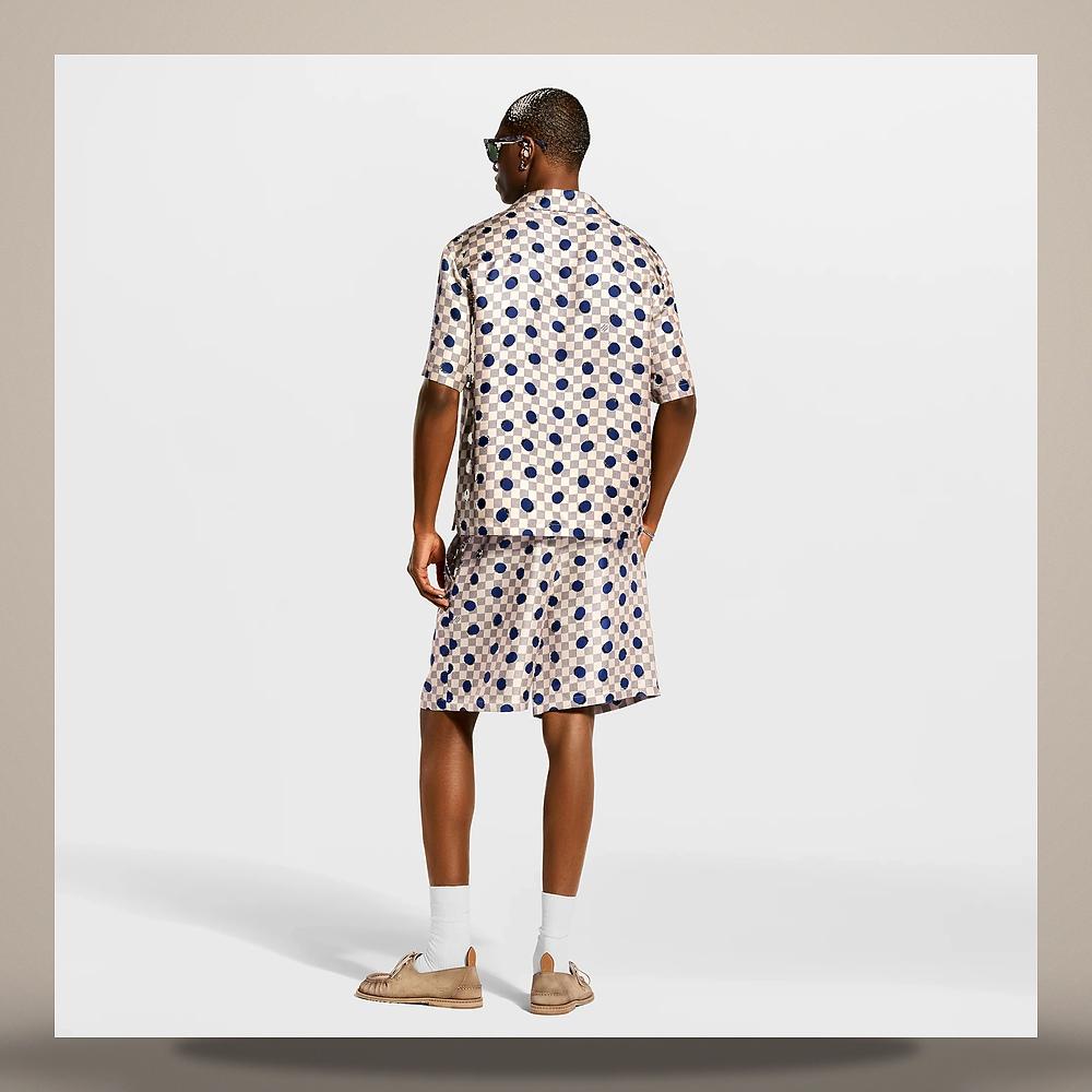 Louis Vuitton Damier Silk Short Sleeve Regular Fit Blouse