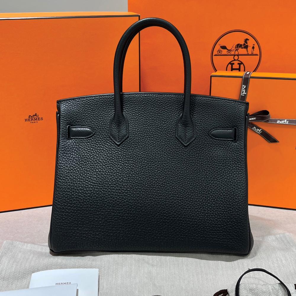 HERMES Birkin 30 Togo Leather Tote Black Gold Hardware Unisex