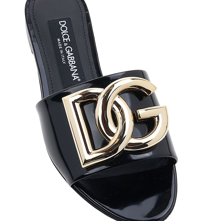 D&G Women's DG Logo Leather Sandals CQ0455 A1037 80999 1