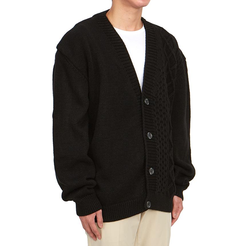 FAMILY FIRST Braid Knit Men’s Cardigan Black