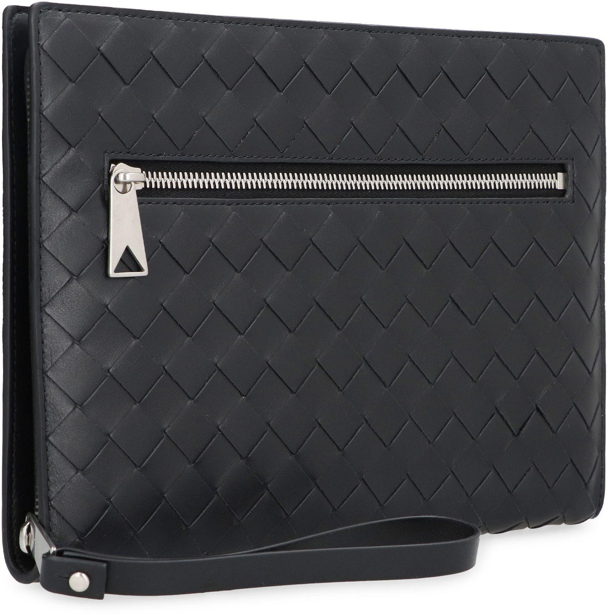 Bottega Veneta Black Leather Woven Clutch Bag