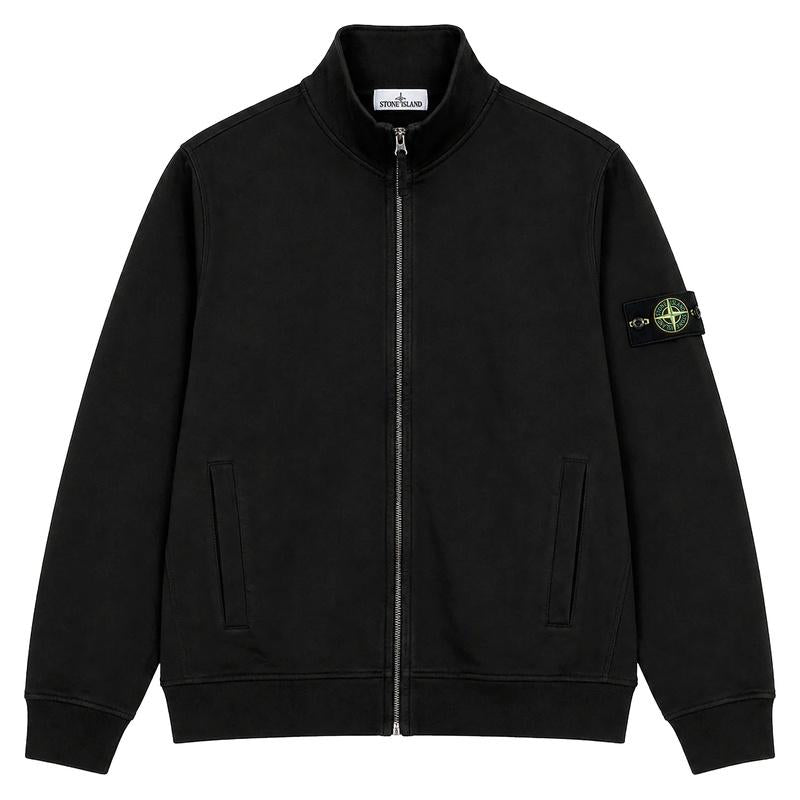 STONE ISLAND Cotton Fleece Men’s Track Jacket Black