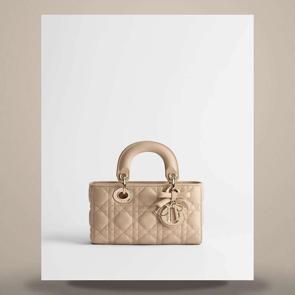 DIOR Lady D-Joy Mini Powder Beige Cannage Lambskin Crossbody Bag M0636OUQA M51U