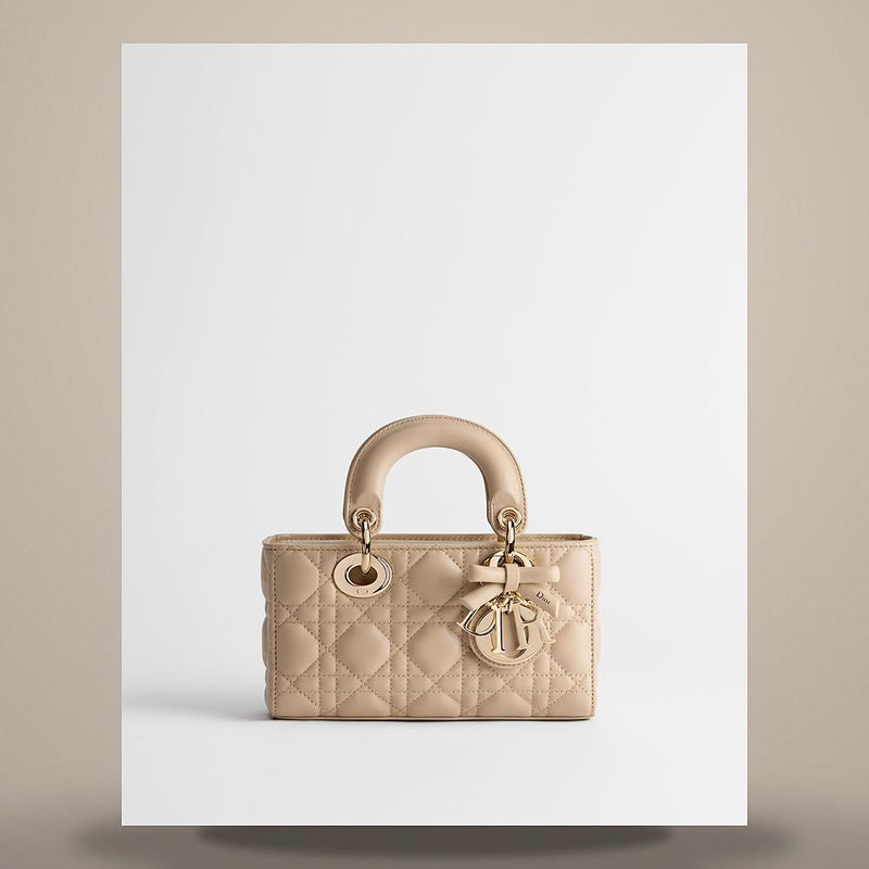 DIOR Lady D-Joy Mini Powder Beige Cannage Lambskin Crossbody Bag M0636OUQA M51U