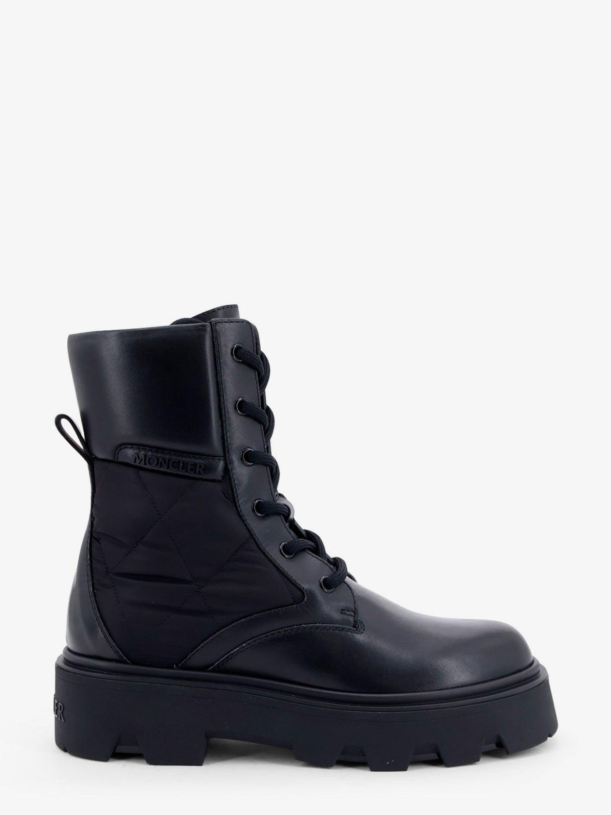Moncler Black Leather Ankle Boots