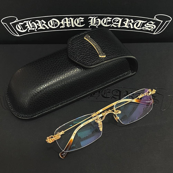 Chrome Hearts Gold Plate Brown Burn Brown Eyeglasses Unisex