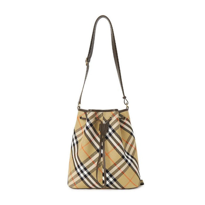 BURBERRY Check Drawstring Bucket Shoulder Bag for Women 8093869