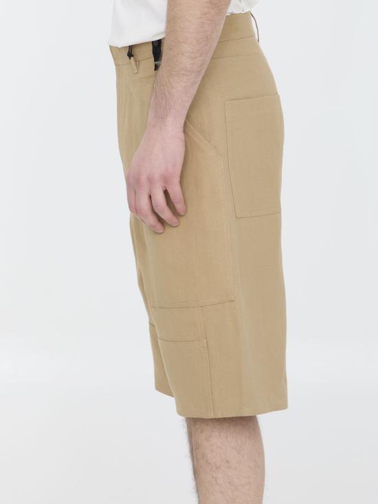 FENDI Logo Cotton Drawstring Shorts for Men FB0968AR96F1MTK BEIGE DOM