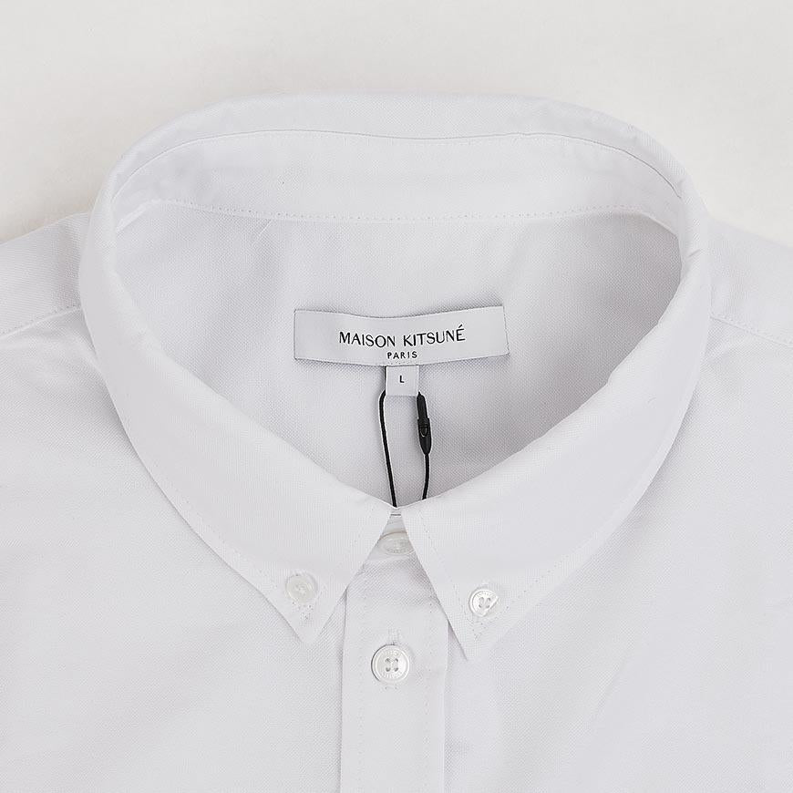 Maison Kitsune Profile Fox Regular Fit Long Sleeve Shirt Whi QM00412 WC5062 P100
