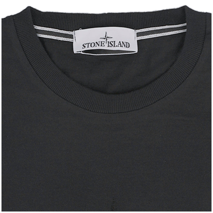 STONE ISLAND Black Cotton Short Sleeve T-Shirt