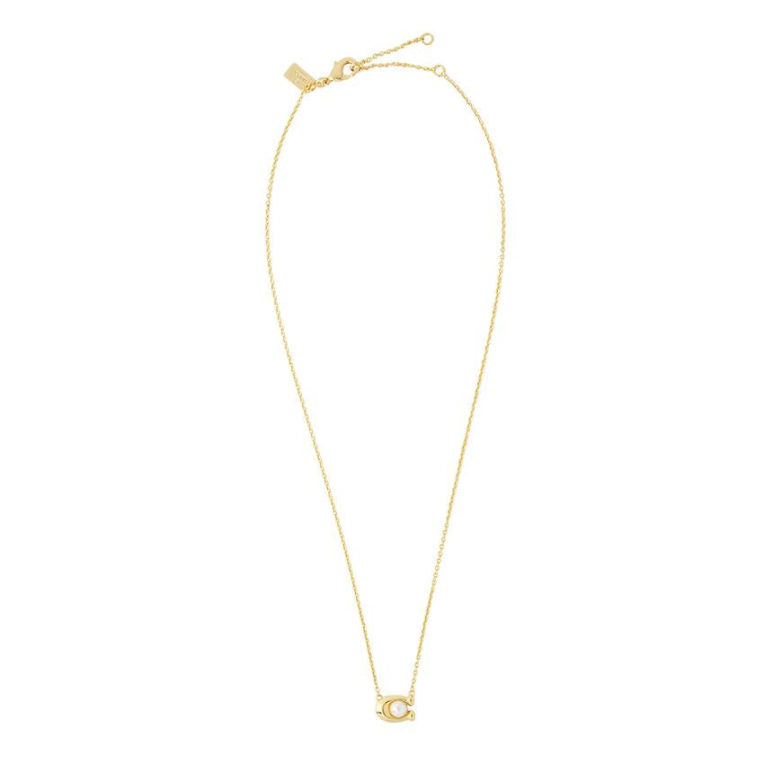 Coach Signature Pearl Women's Necklace & Earrings Set 473741 GLD 107