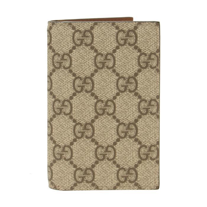 GUCCI GG Emblem Bifold Card Case Brown Leather Cardholder