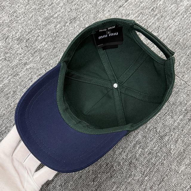 Miu Miu Embroidered Logo Drill Baseball Cap Black