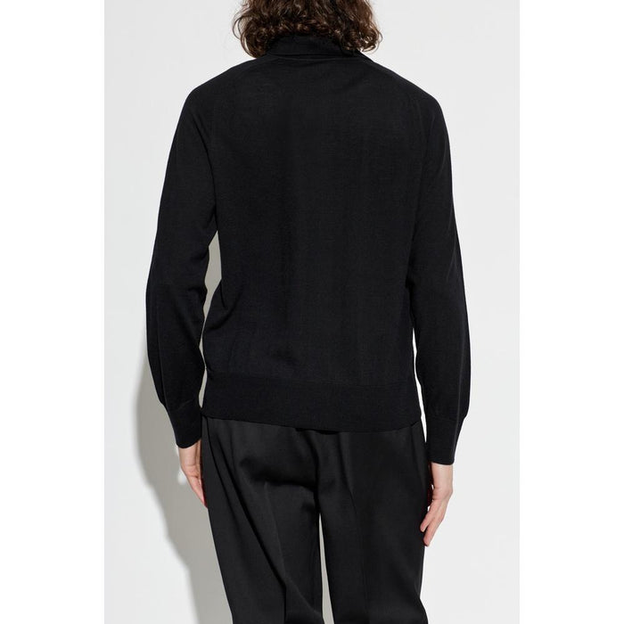AMI Shirt Collar Mens Cardigan Gray Knit