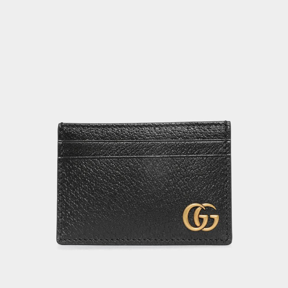 GUCCI GG Marmont Leather Money Clip Card Holder Black Unisex