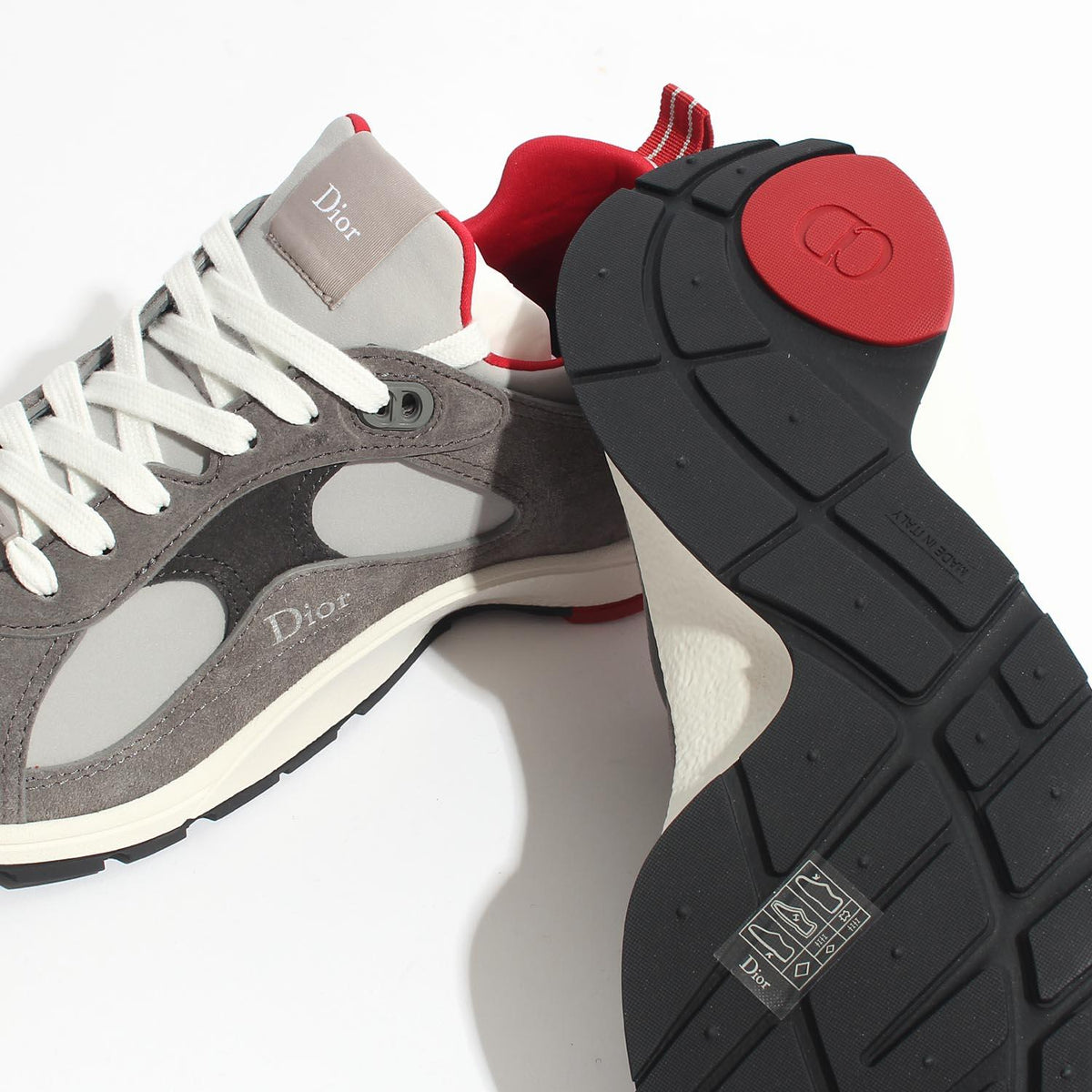 DIOR Grey Red Mile Low-Top Sneakers