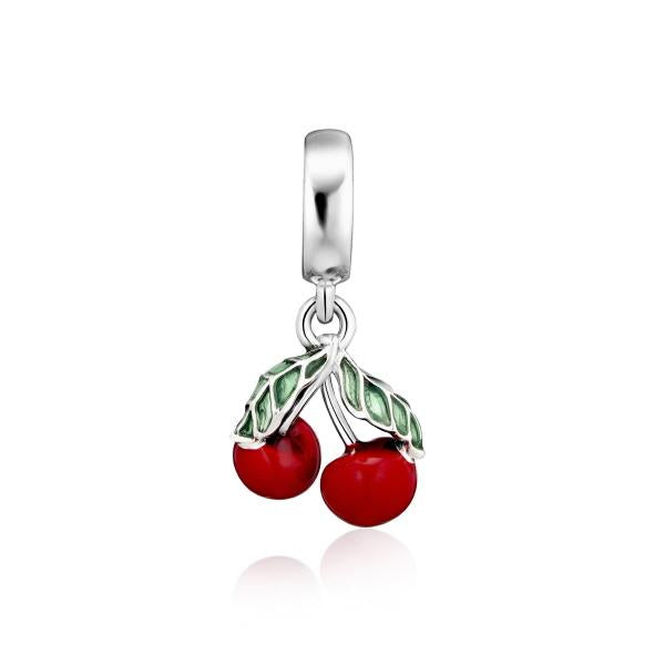 PANDORA Asymmetrical Cherry Fruit Pendant Dangle Silver Charm 791583C01