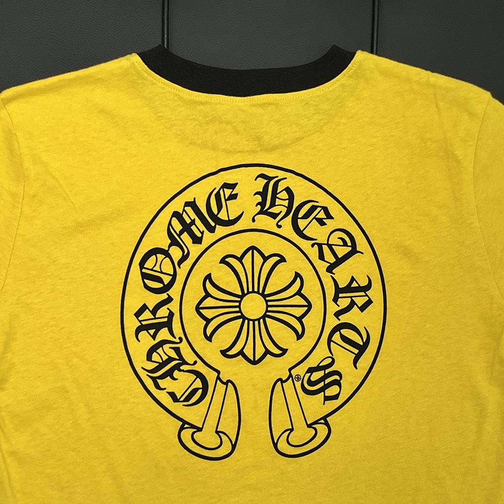 Chrome Hearts Horseshoe Roller Skate Ringer Short Sleeve T-Shirt Yellow Black