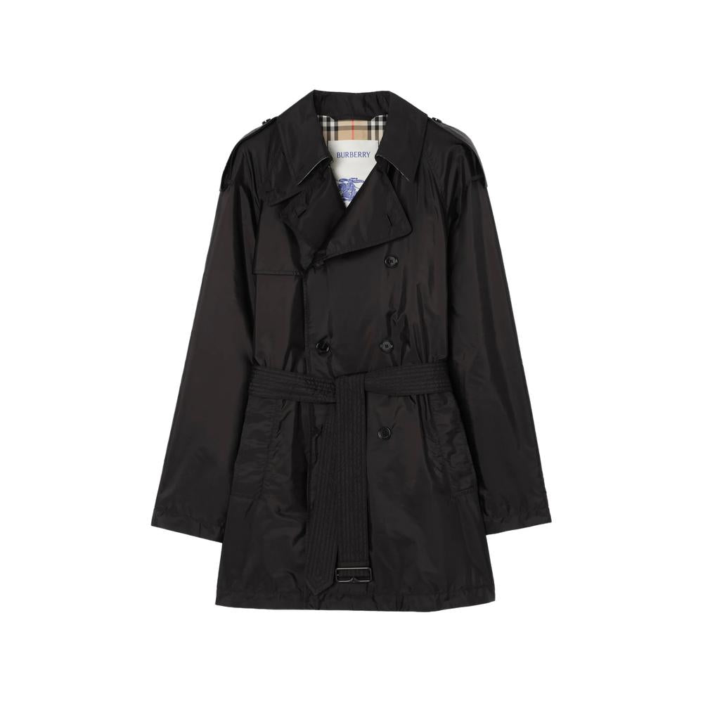 BURBERRY Black Cotton Gabardine Double-Breasted Trench Coat Men