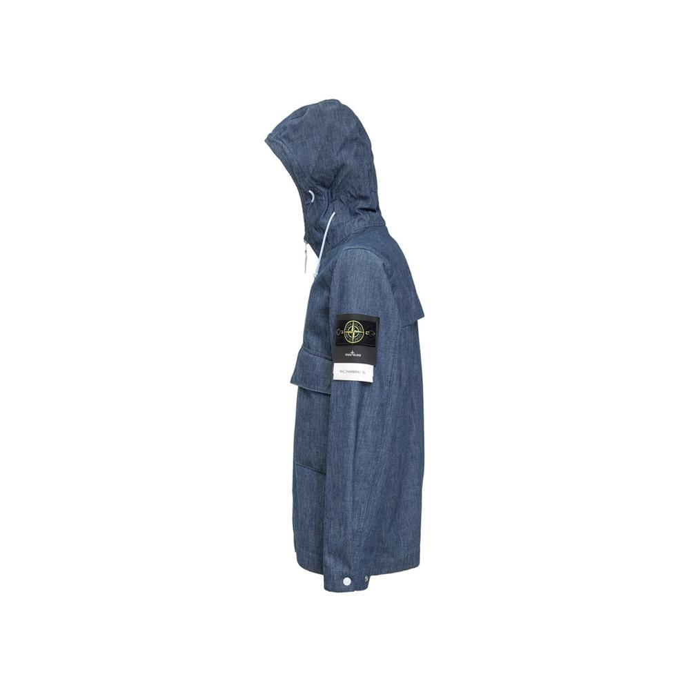 STONE ISLAND Chambray 3L Denim Hooded Jacket Wash Wappen Anniversary
