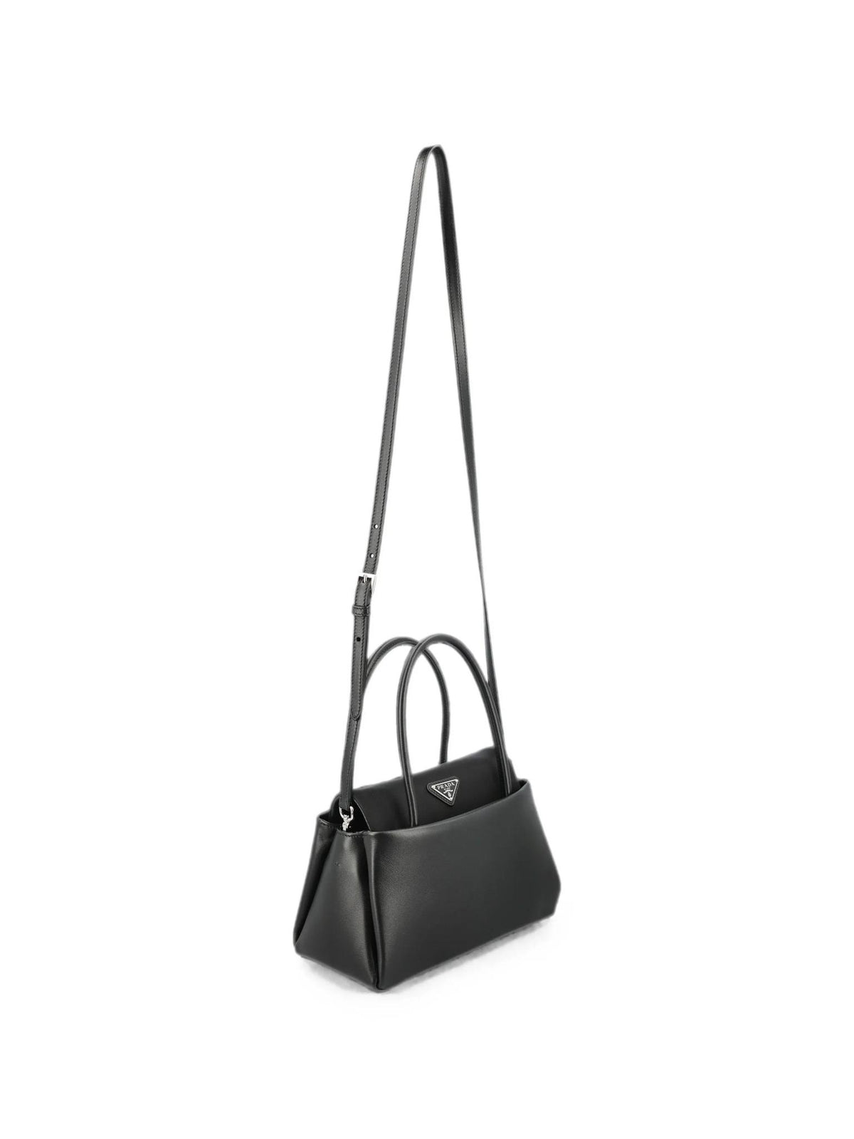 PRADA Leather Tote Bag Black Structured Handbag