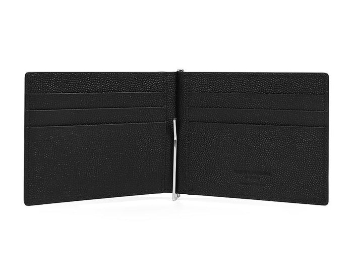 Saint Laurent Black Leather Money Clip Wallet for Men
