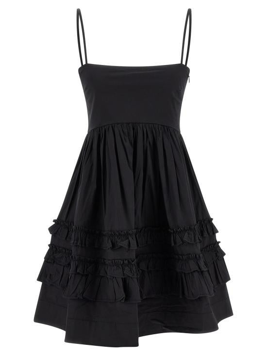 GANNI Ruffle Sleeveless Mini Dress A1030207 099 BLACK DOM