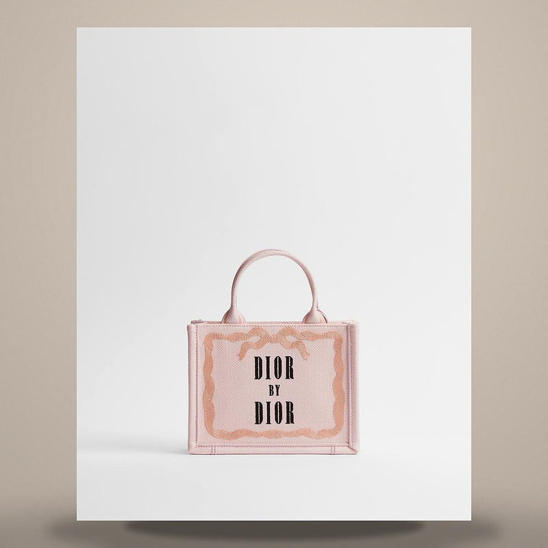 DIOR Mini Book Tote Strap Bag Rose Tendre Embroidered Crossbody S5584PEWL M03I