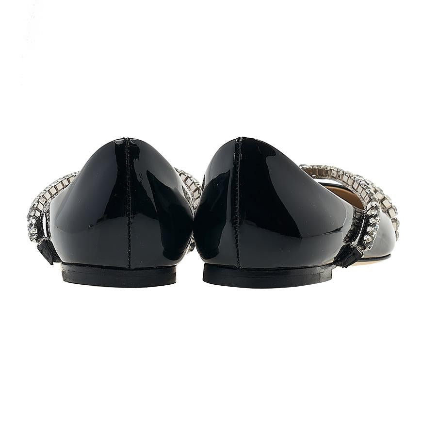 Jimmy Choo Genevi Flat Shoes for Women GENEVI FLAT BOB BLACK CRYSTAL