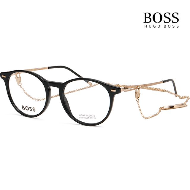HUGO BOSS Black Acetate Round Eyeglass Frames Unisex BOSS1458 807