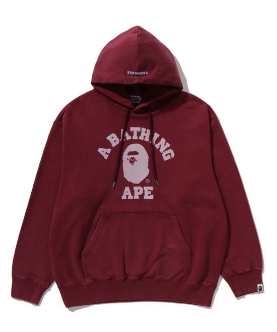 BAPE Garment-Dye College Pullover Hoodie Burgundy Women’s 0ZXSWM304141 PBDX