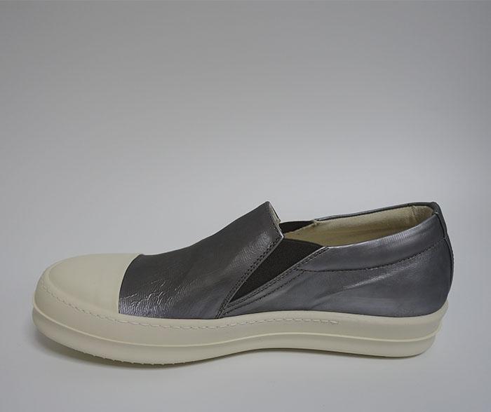 Rick Owens metallic gray slip-on sneakers