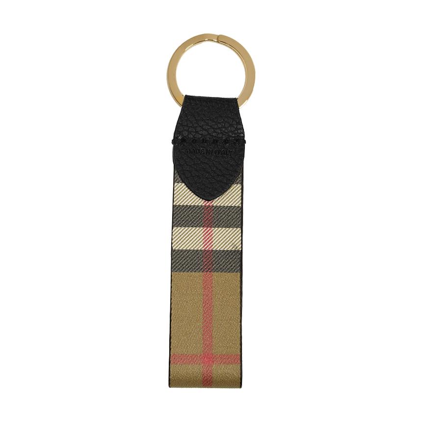 BURBERRY Canvas Check Black Keyring Key Holder 81214481