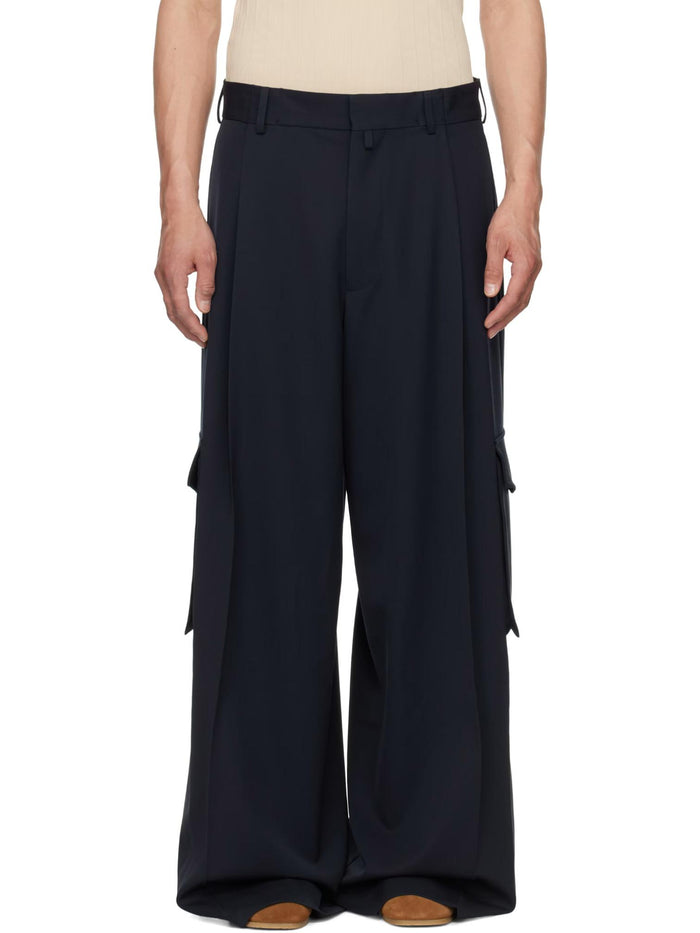 Dries Van Noten Wide Wool Cargo Pants Navy 251 020915 1176 509
